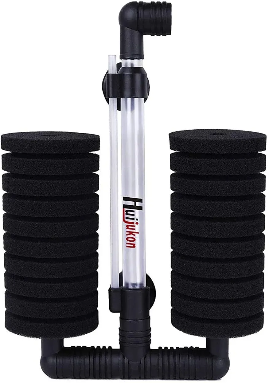 Huijukon Double Sponge Filter for Aquarium Fish Tank