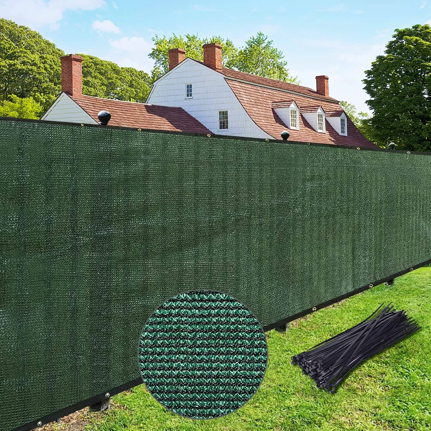 Upgrade Privacy Screen 6 x 25 Fence Shade Cover with Brass Grommets Heavy Duty Perfect for Outdoor Back Yard, Dark Green