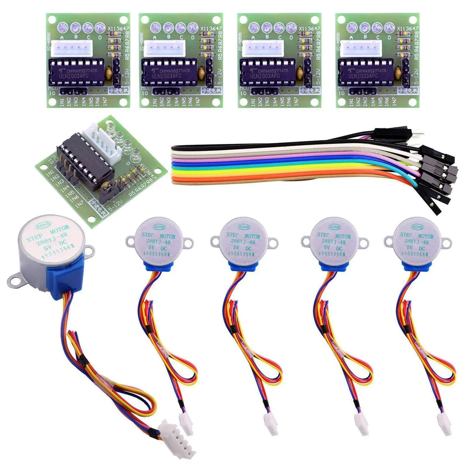 ELEGOO 5 Sets 28BYJ-48 Uln2003 5V Stepper Motor + Uln2003 Driver Board for Arduino