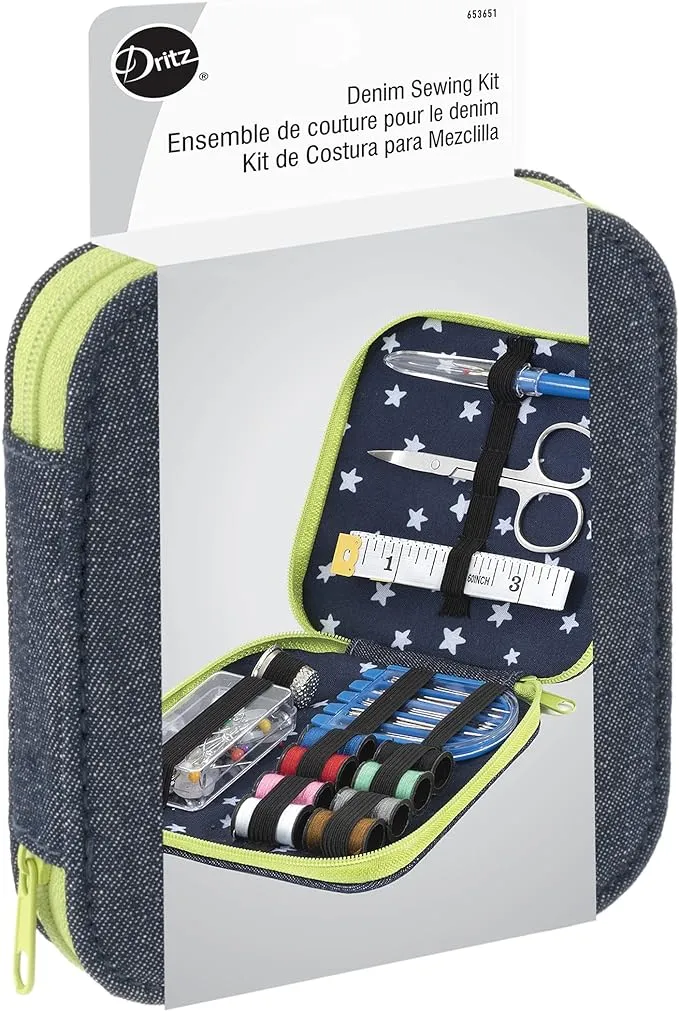 Dritz Denim Sewing Kit, Navy/Lime