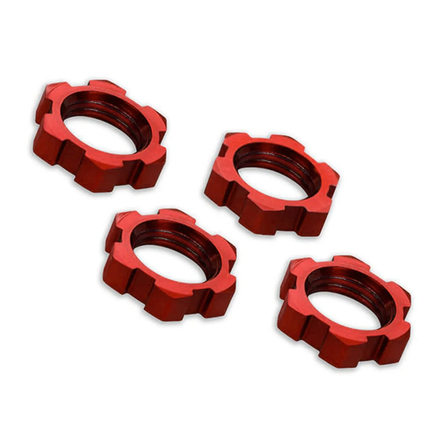 Traxxas 7758R - Wheel Nuts, Splined, 17mm, Serrated (red-anodized) (4)