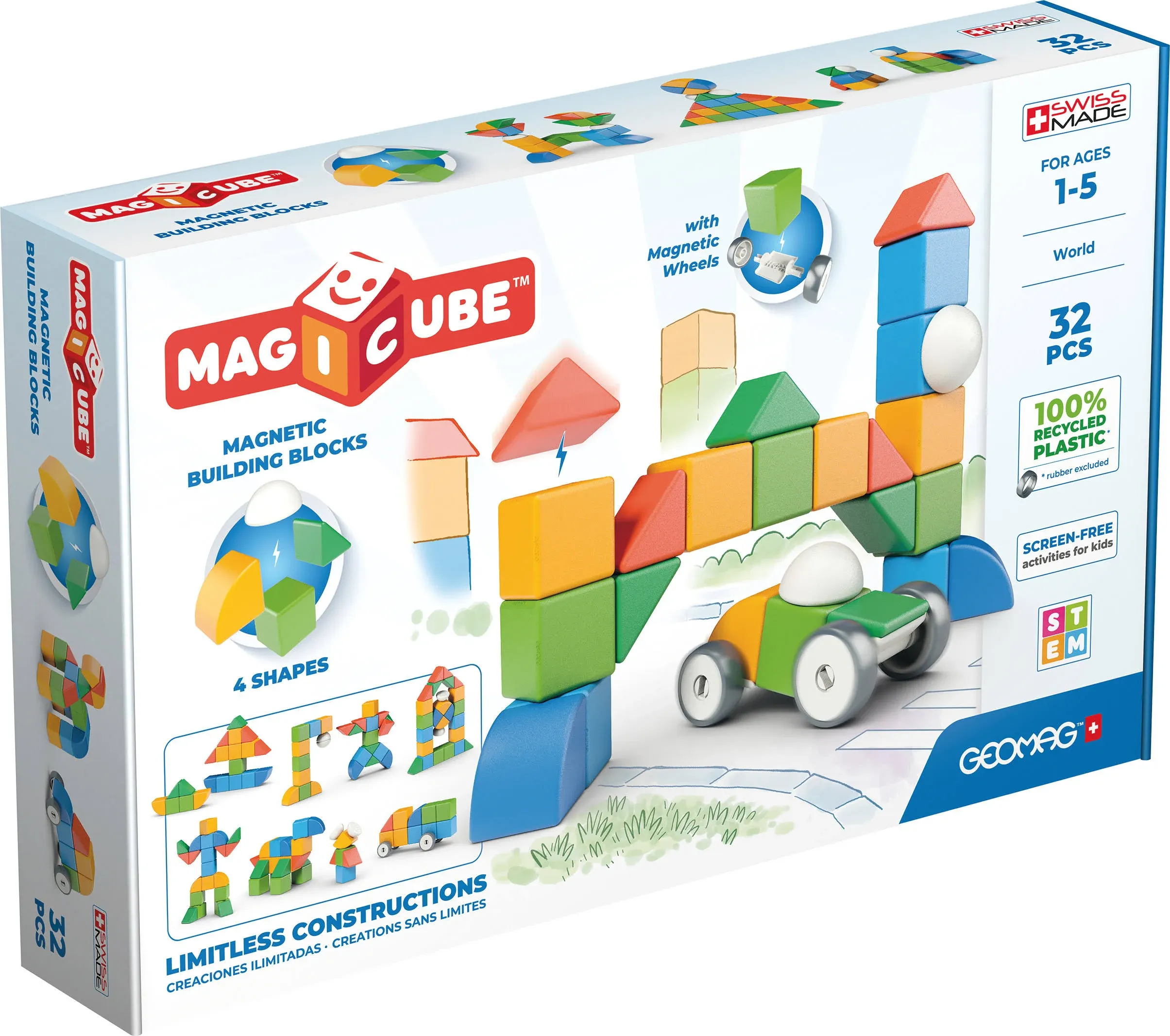 Geomag Magicube Shapes Recycled, 32 Pieces