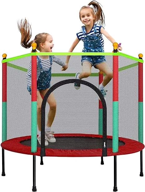 Kids Trampoline with Safety Enclosure Net - 5FT Trampoline for Toddlers Indoor and Outdoor - Parent-Child Interactive Game Fitness Trampoline Toy Gift for Boys and Girls Age 1-8