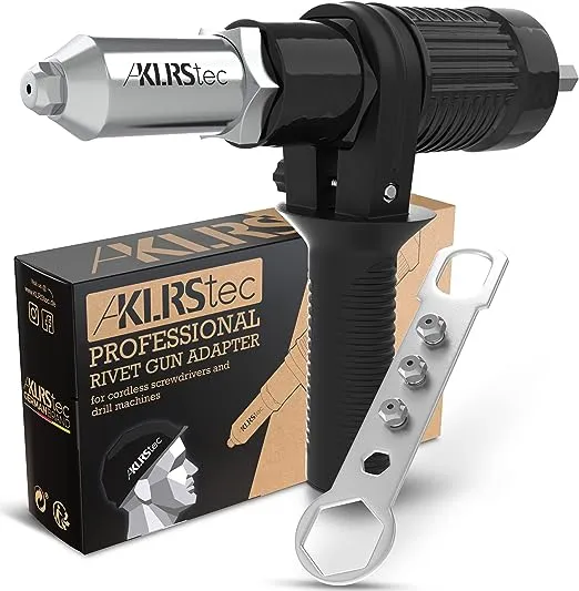 KLRStec Professional Rivet Gun Adapter - Rivet Attachment for Cordless Screwdrivers and Drills - Easy processing for Pop Rivets