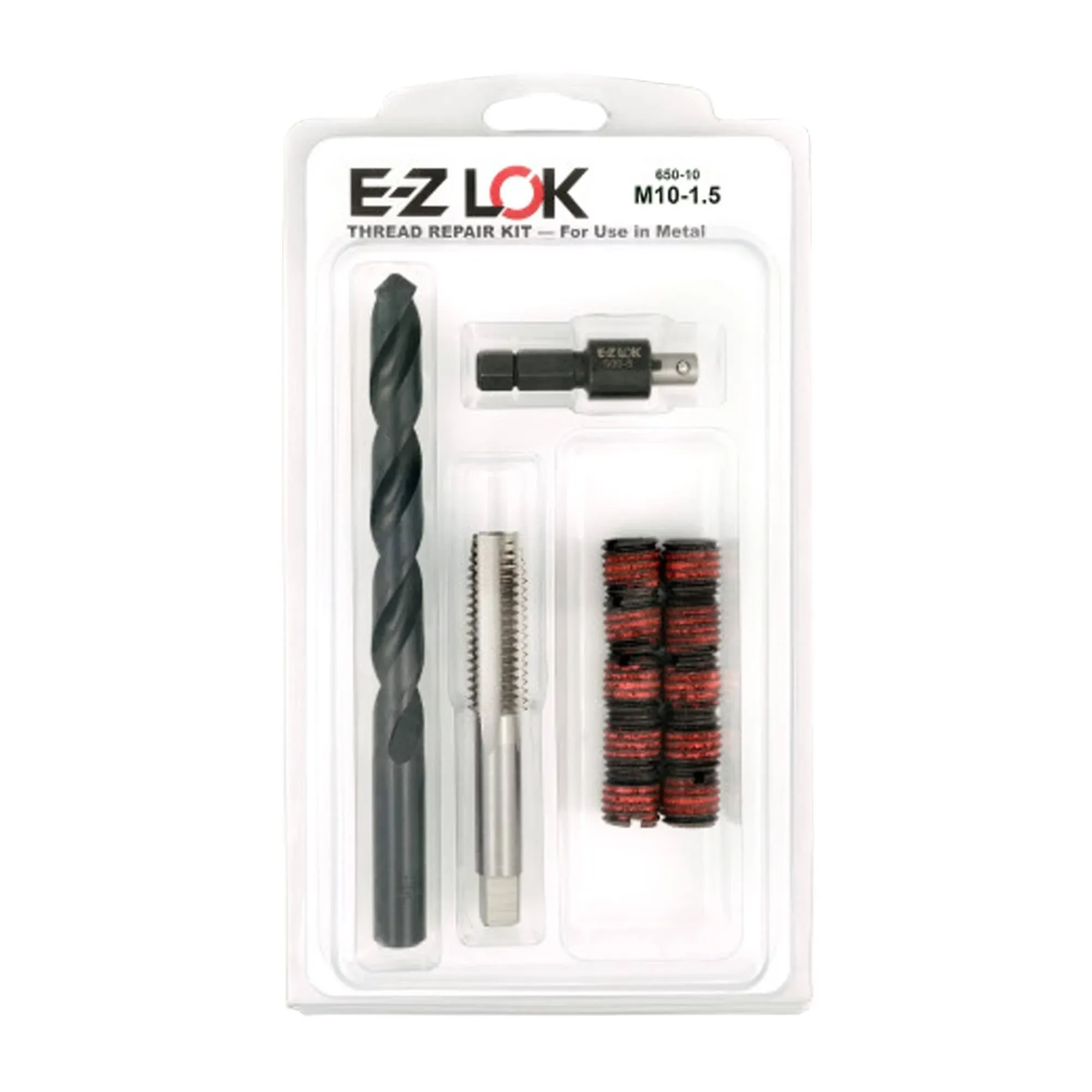 E-Z LOK EZ-650-10 Threaded Inserts for Metal; M10-1.5 Installation Kit, Steel, Black Oxide