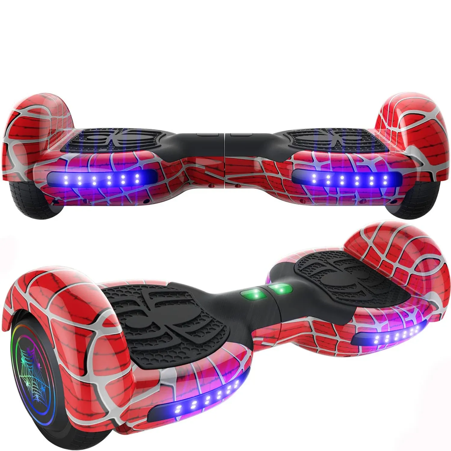 Spider-Pattern Hoverboard for Kids Ages 6-12, with Bluetooth Speaker and LED Lights 6.5" Hover Board, UL2272 Safety Certified