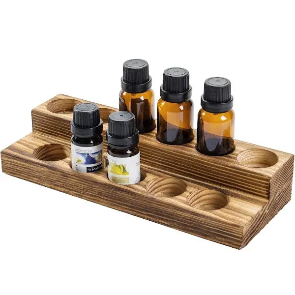 MyGift 2-Tier Tabletop Burnt Wood Essential Oil Display Stand