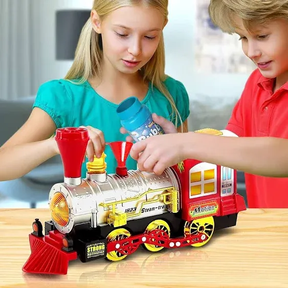 Bubble Blowing Toy Train with Lights and Sounds by ArtCreativity - Includes 5oz