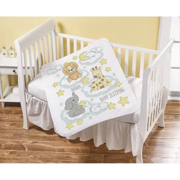 Bucilla 34"X43" Stamped Cross Stitch Crib Cover Kit - Lullaby Safari