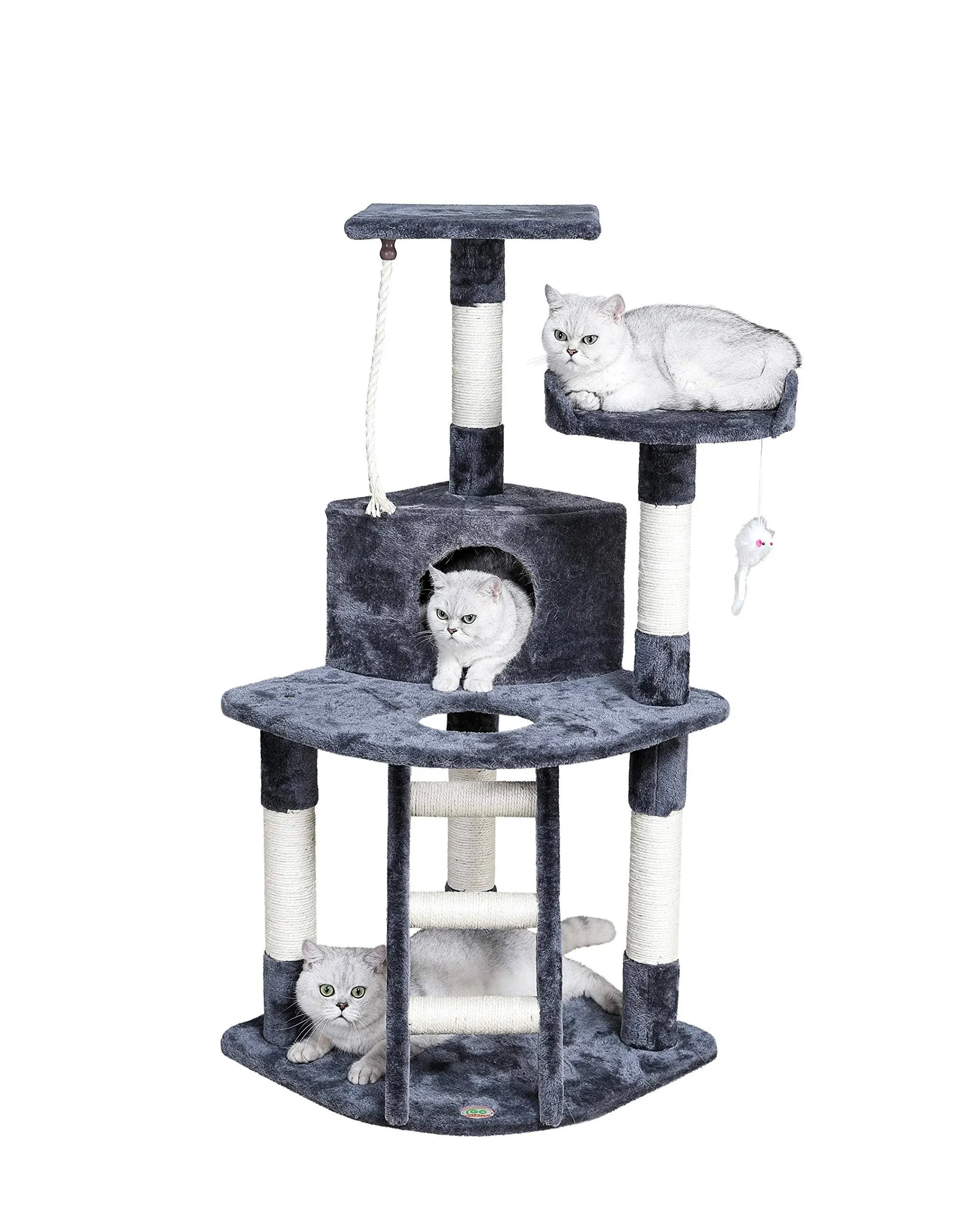 Go Pet Club 48" Classic Cat Tree Condo with Sisal Covered Posts