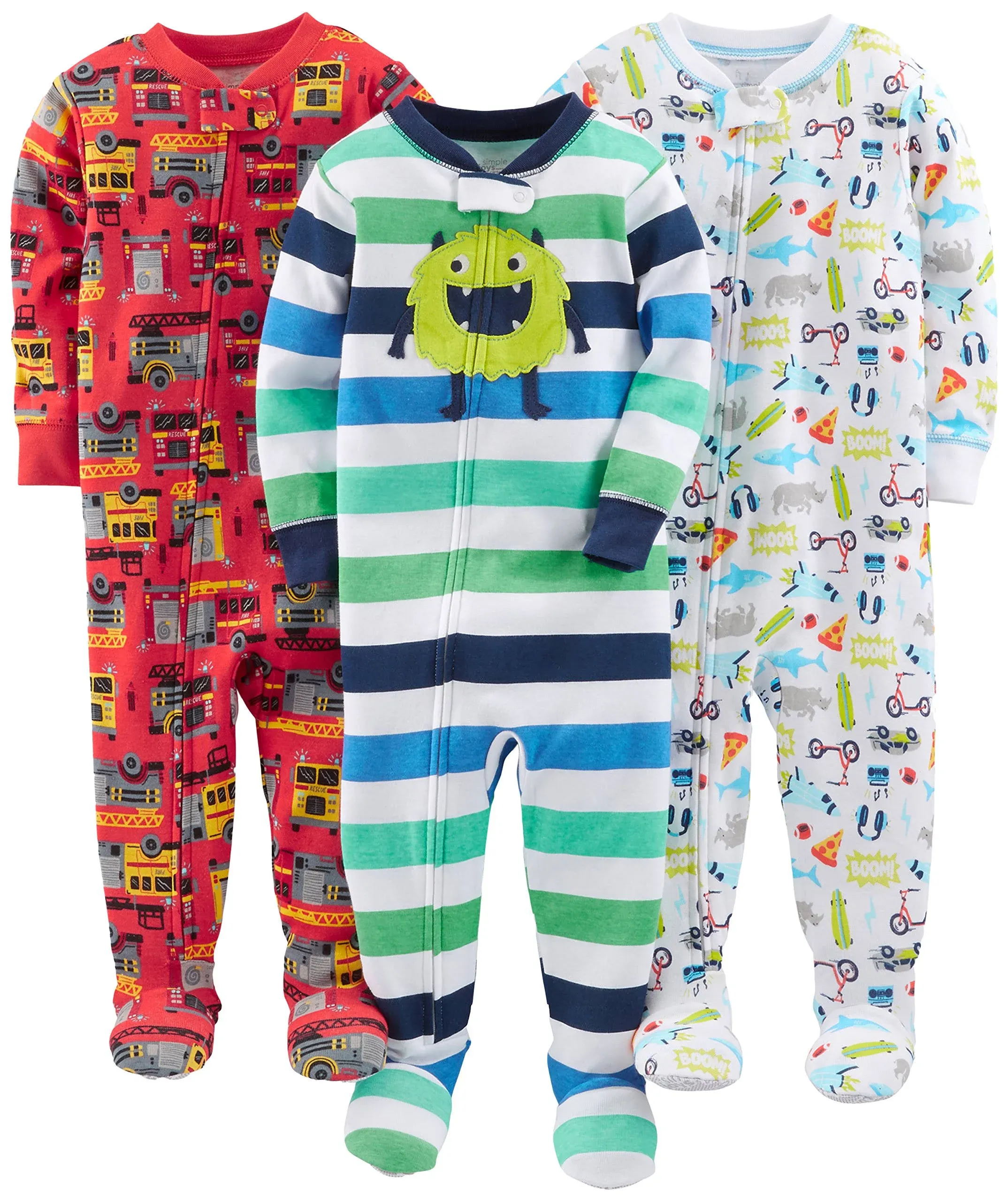 Simple Joys by Carter's Baby Boys' 3-Pack Snug Fit Footless Cotton Pajamas