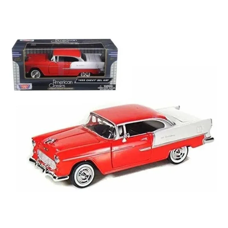 1955 Chevy Bel Air Diecast Car 1:24 Motormax 8 Inches Red