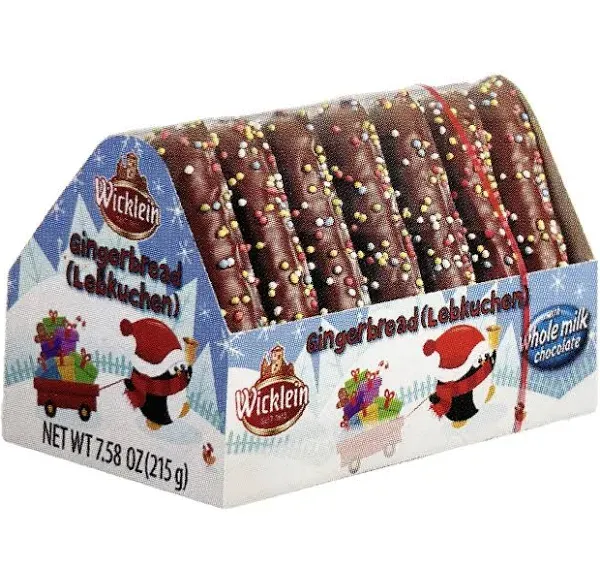 Wicklein Chocolate Lebkuchen Hearts With Sprinkles - Brown Gingerbread Holiday Cookies, 7.58 oz