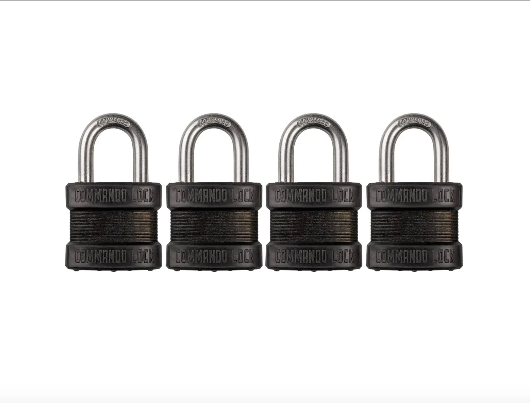 High-Security Steel Commando Lock Blackout Padlock Set- 4 Pack- Anti-Pick Technology, Laminated for High Corrosion & Weather Resistance