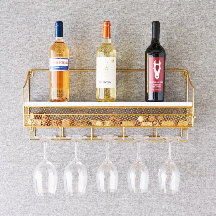 Gold Wall-Mounted Wine Rack