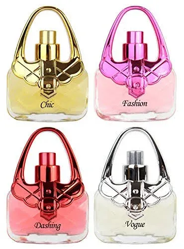 Perfume Body Mist Fragrance, 4 Piece Holiday Gift Set for Little and Young Girls, Tweens and Preteens – 4 Hand Bag Purse Shaped Bottles - SHOPAHOLIC Fashion Collection