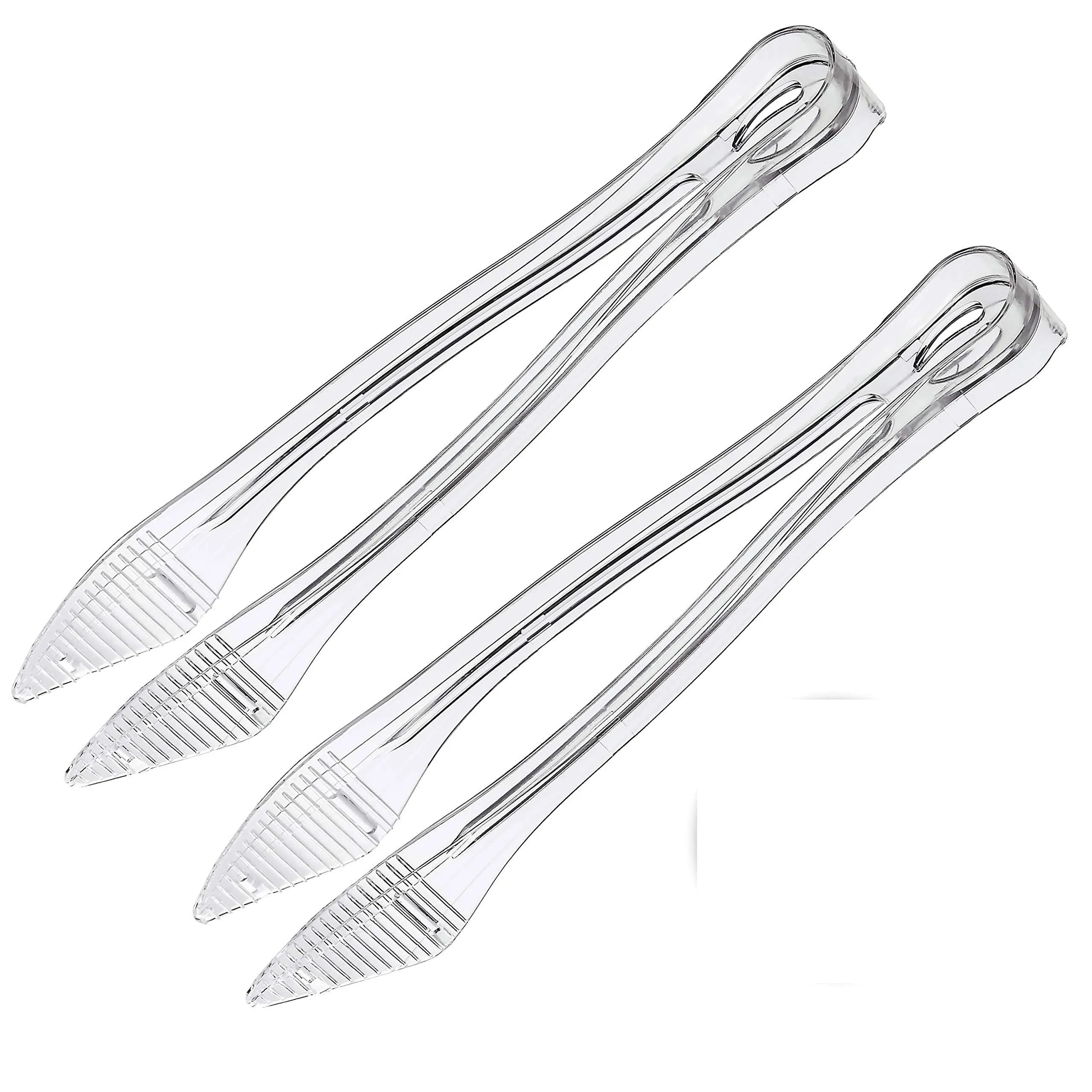 Plasticpro Disposable Plastic Serving Tongs Durable Heavy Duty Premium Serving Utensils Clear Pack of 12