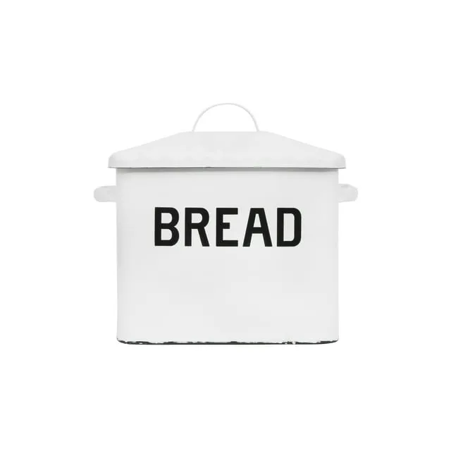 White Enameled Bread Box