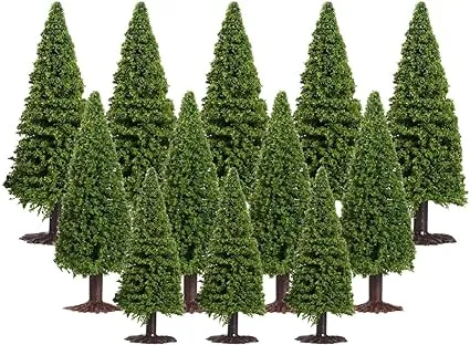 Winomo 15pcs Green Scenery Landscape Model Cedar Trees with Box