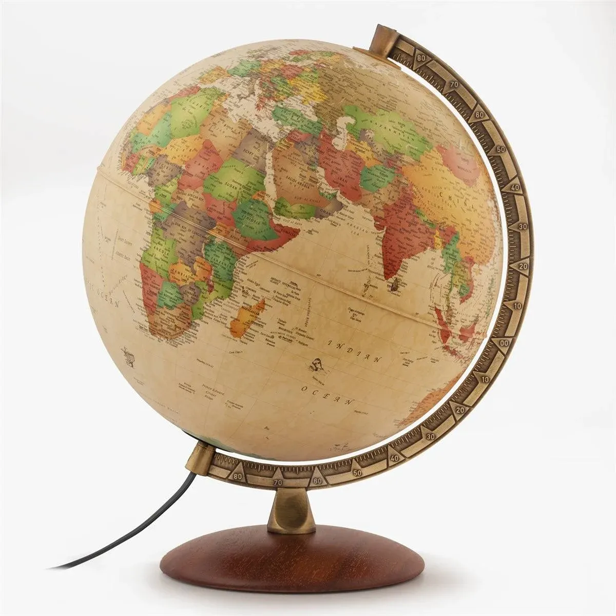 12" Como Illuminated World Globe Antique Ocean - Waypoint Geographic