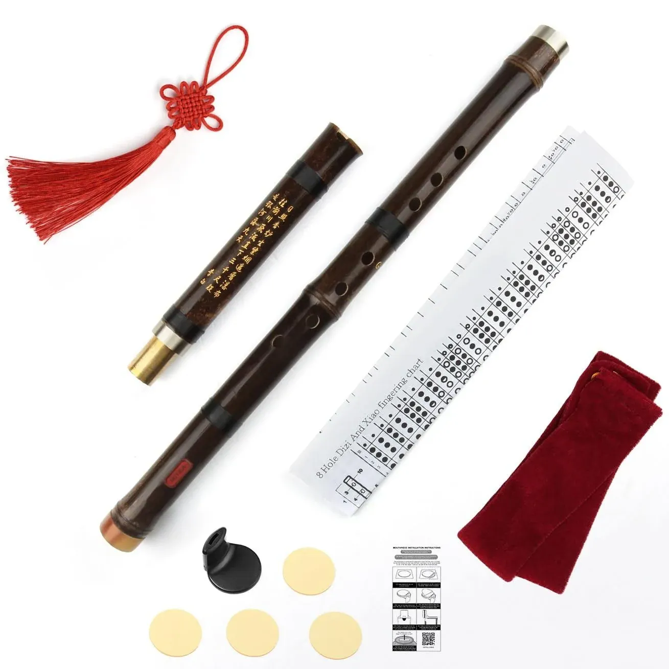 Separable two sections plug in Brown Vertical purple Bamboo Flute Key G Traditional Chinese Musical Instrument update level Woodwind Music