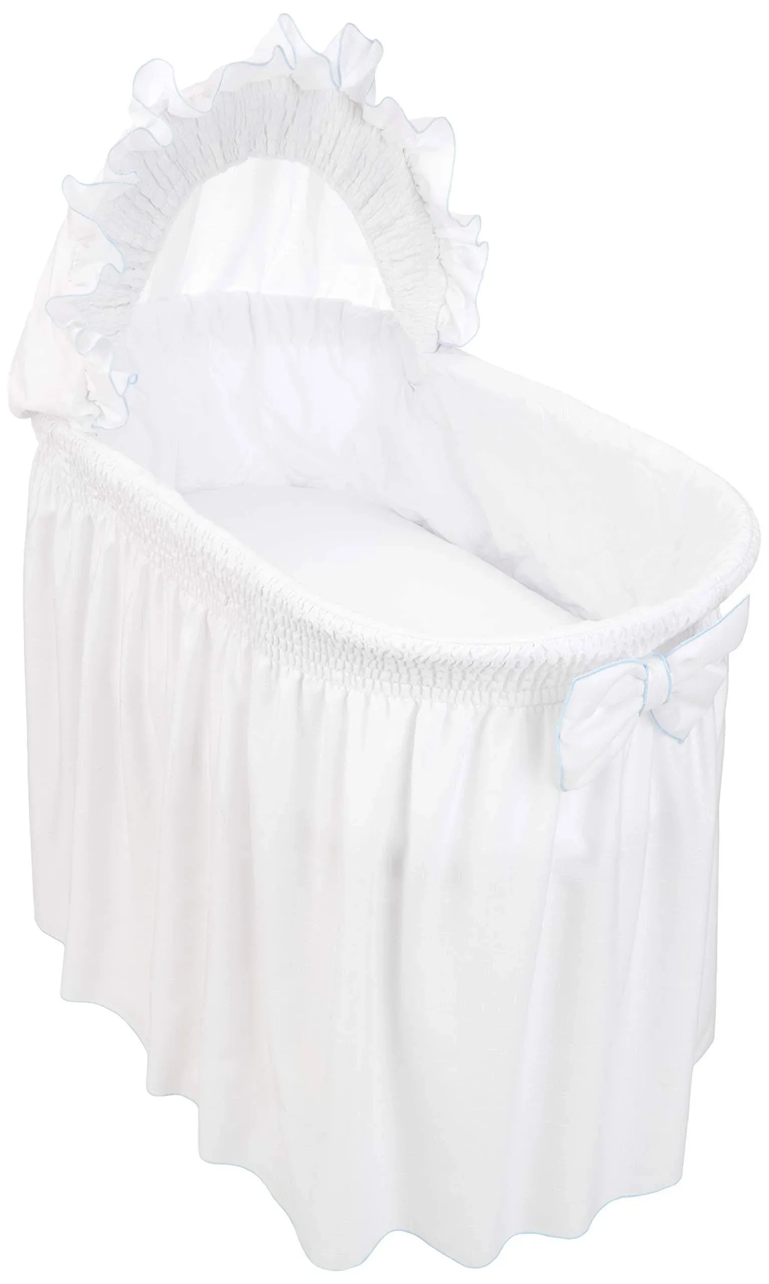 Baby Doll Bedding Drake Linen Look Bassinet Skirt/Hood Cover, Blue