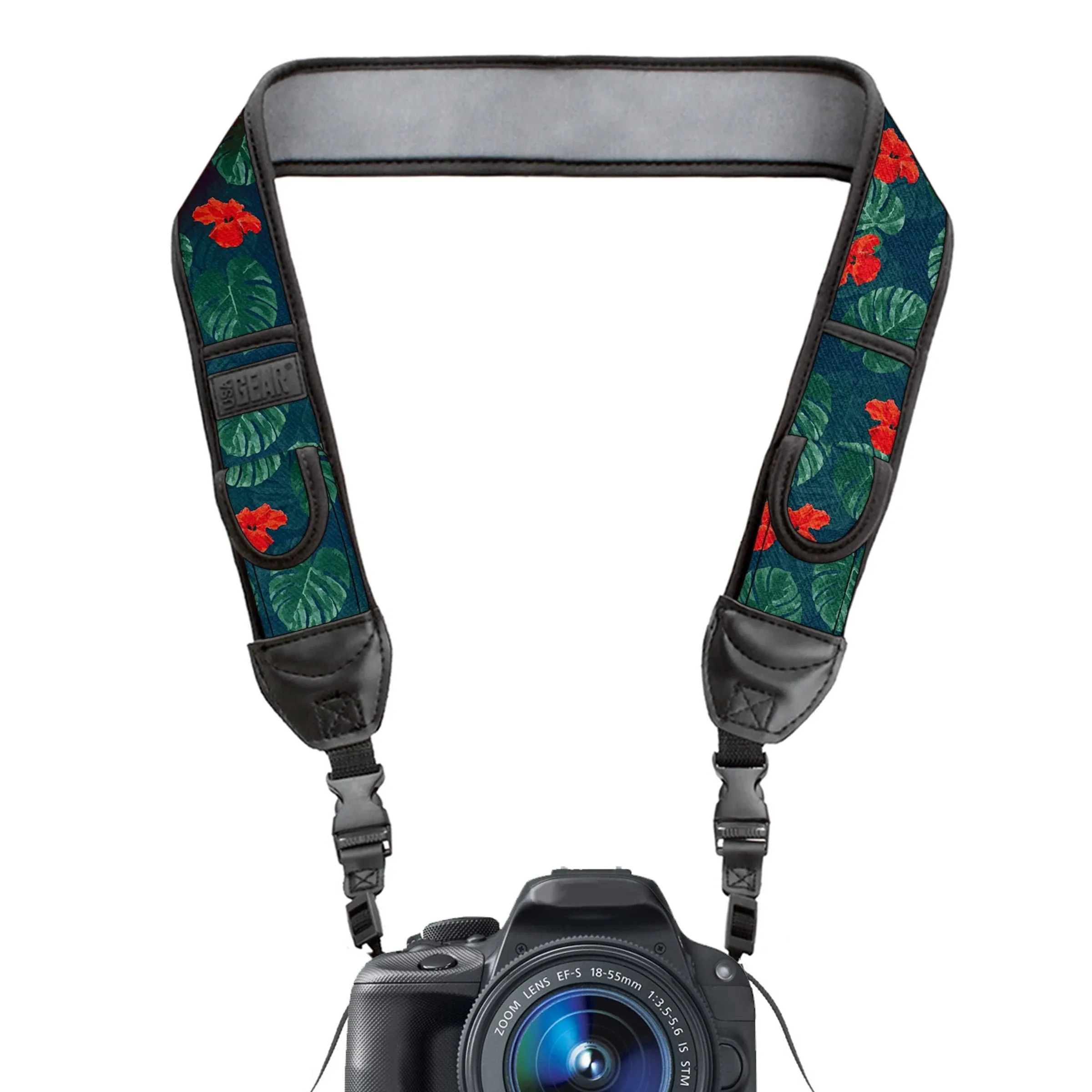 USA GEAR TrueSHOT Neck Strap Neoprene Camera Straps - Padded Camera Strap, Accessory Pocket, and Quick Release Buckles - Compatible with Canon, Nikon, Sony and More DSLR and Mirrorless Camera - Galaxy