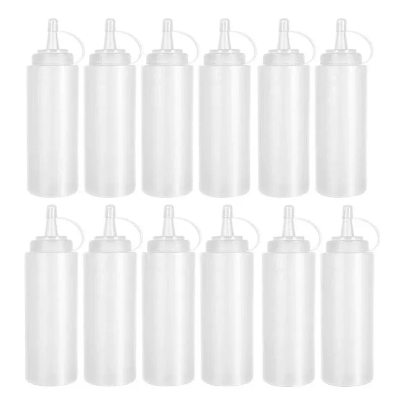 Anyumocz 12 Pack 8 oz Plastic Squeeze Bottles Multipurpose Squirt Bottles for Ketchup,Condiments,BBQ