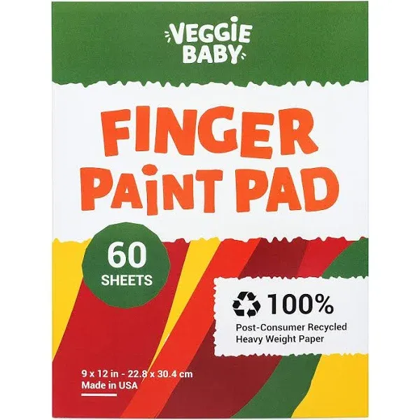 Veggie Baby Art Paper Pad for Finger Painting, Drawing and Coloring, 60 Sheets, Kid’s and Toddler’s Multimedia Paint Use, Unwaxed Heavy Stock for Crayons and Projects