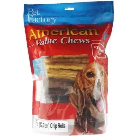 Pet Factory - American Beefhide Chip Rolls 5&#034; Flavored Dog Treat (50-Pack)