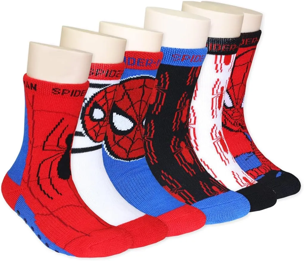 6ct Super Hero Adventures Spider-Man Baby Toddler Boys 6 Pack Socks with Grippers ...