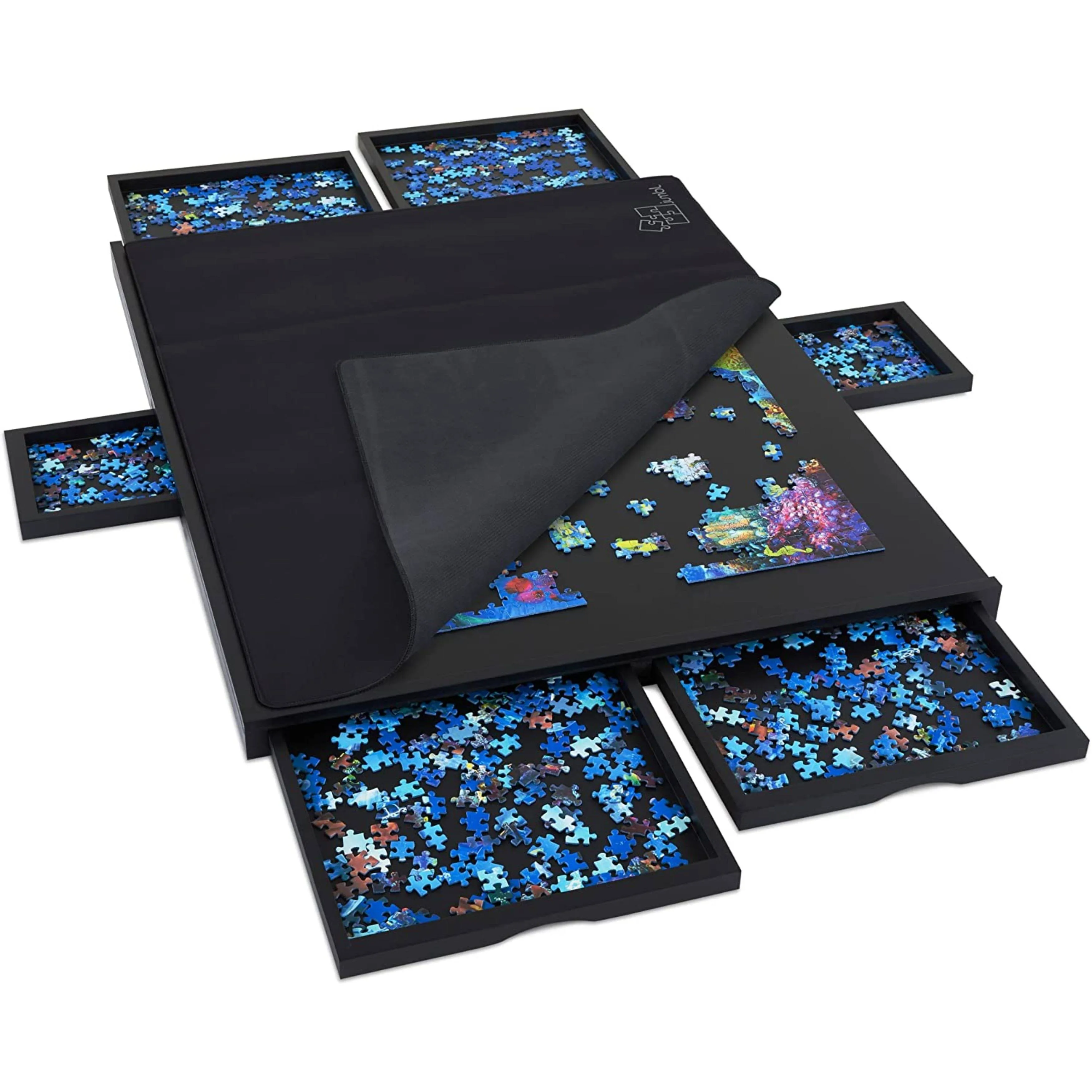 Jumbl 1500 Piece Puzzle Board with Cover, 27? x 35? Wooden Jigsaw Puzzle Table & Trays