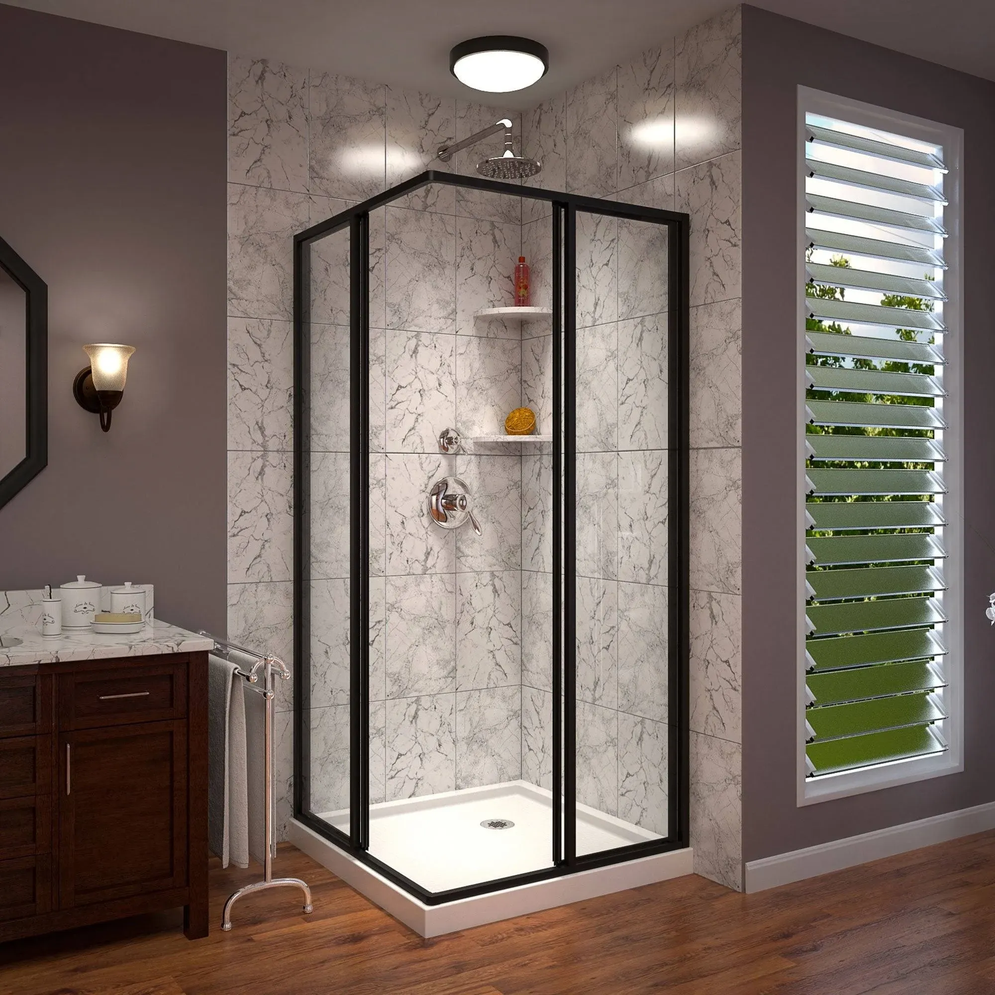 DreamLine DL-6710-88-09 This kit combines a CORNERVIEW shower enclosure with a c