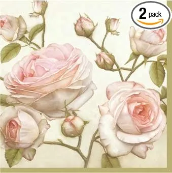 Decoupage Paper Cocktail Napkins Lucy Beauty Roses Cream Pink Vintage 40pcs