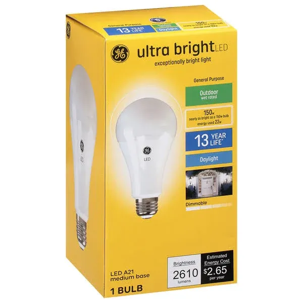 Ge Light Bulb, LED, Ultra Bright, Daylight, 150 Watts