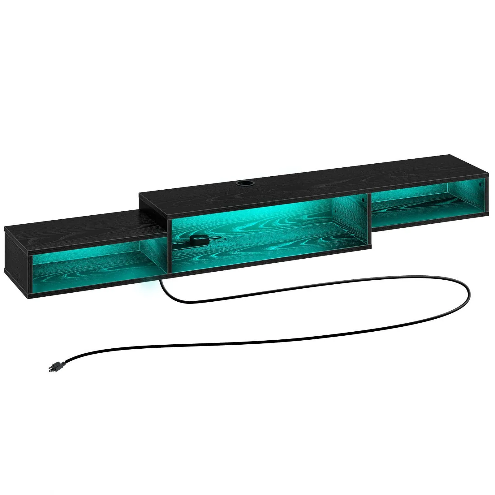 Rolanstar Floating TV Stand with Power Outlet & LED Light 71 Wall Mo