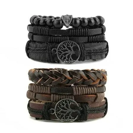 HZMAN Genuine Leather Tree of life Bracelets Men Women, Tiger Eye Natu