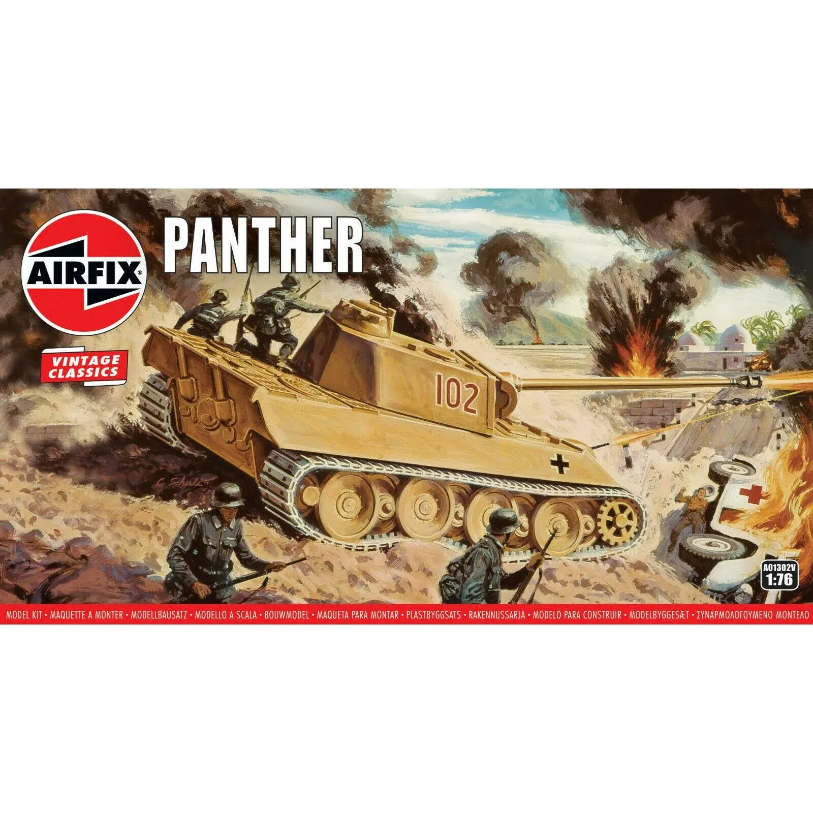 Airfix Vintage Classic Panther 1:76 Scale Plastic Model Tank Kit A01302V