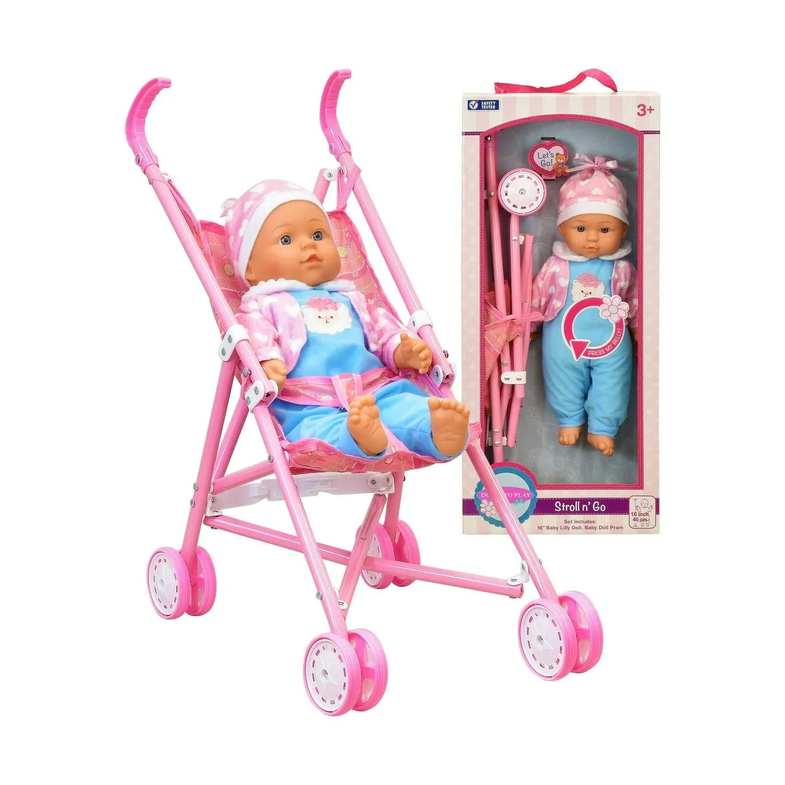 My First Baby Doll Stroller - Soft Body Talking Baby Doll Included Fun Play Combo ...