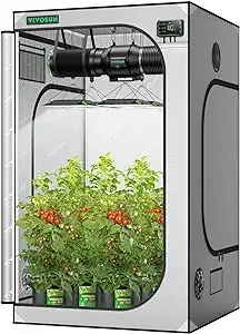 VIVOSUN G558 60"x60"x80" Grow Tent, 5x5 FT Advanced Gray Mylar Hydroponic Tent with 22mm Thickened Poles, Observation Window and Floor Tray for Plants for VSF6450