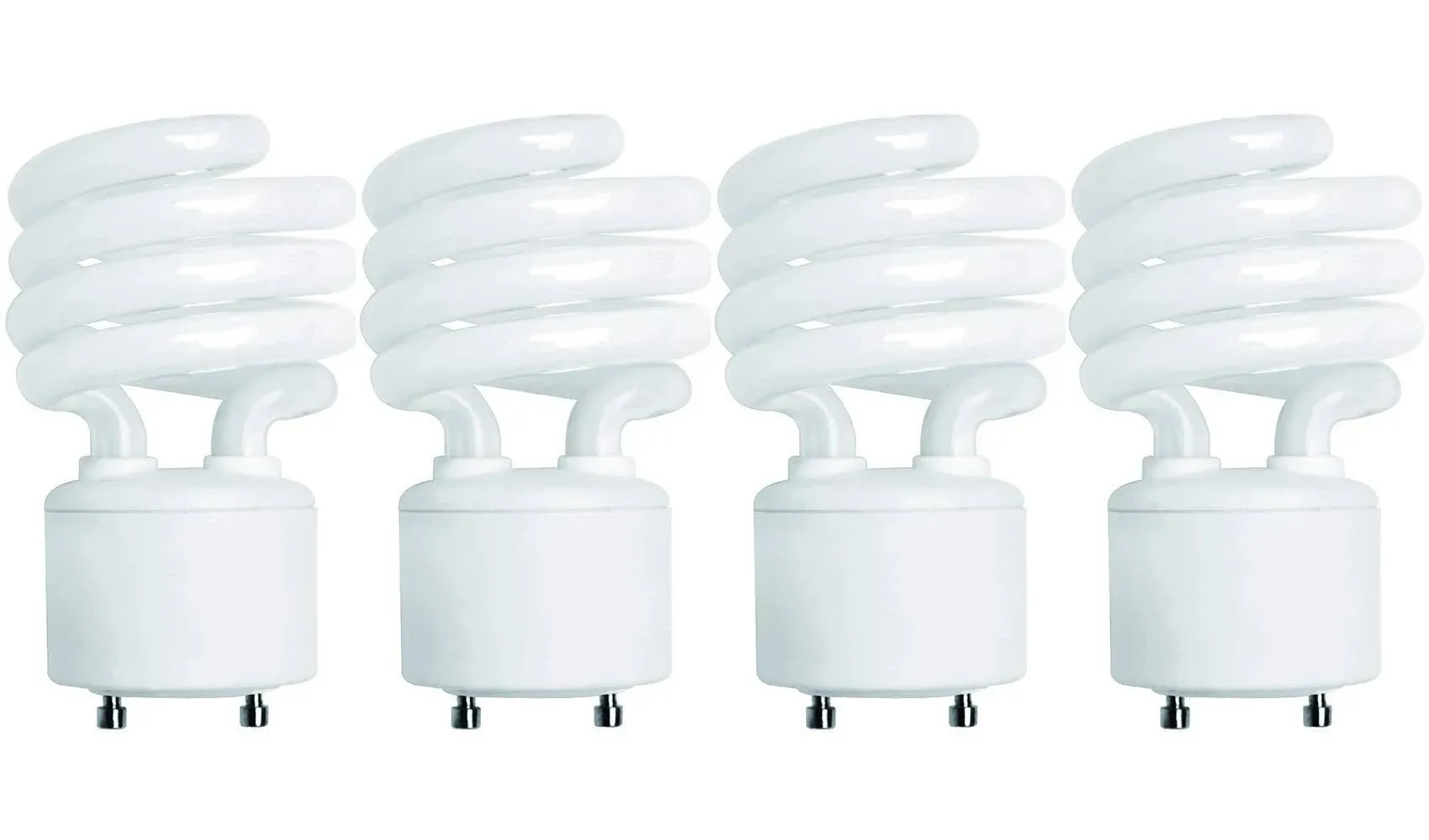 Kor (4 Pack) 13 Watt Mini Spiral - GU24 Base - (60W Equivalent) - T2 Mini-Twist ...