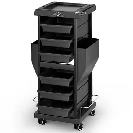 OmySalon Salon Trolley with 6 Drawers &amp; Dryer Holder, Rolling Hair Cart Organ...