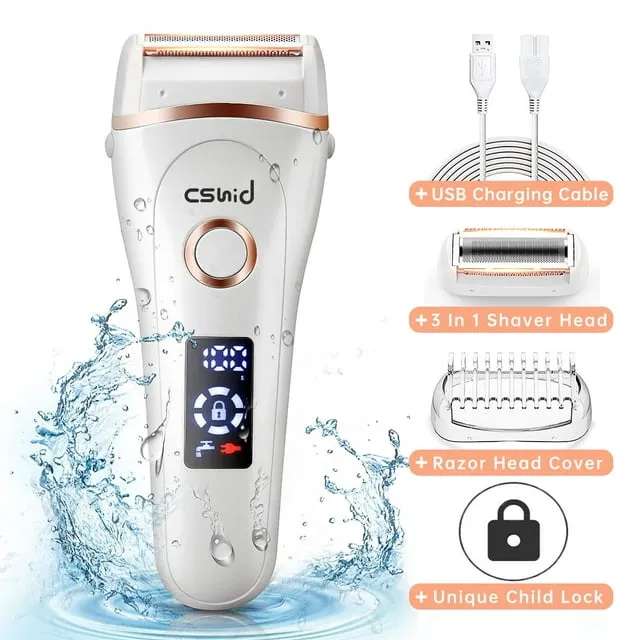 3 in 1 Electric Razor for Women, Painless Lady Shaver Waterproof Wet & Dry USB Rechargeable Low Noise Body Hair Remover Epilator Bikini Trimmer