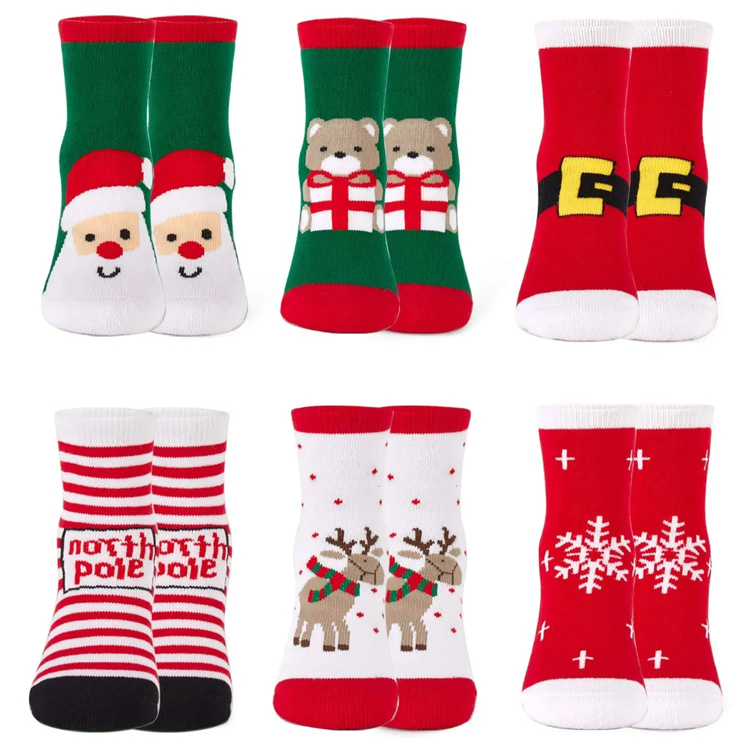 Mardonskey Kids Christmas Socks Boys Girls Winter Cotton Socks Xmas Holiday T...