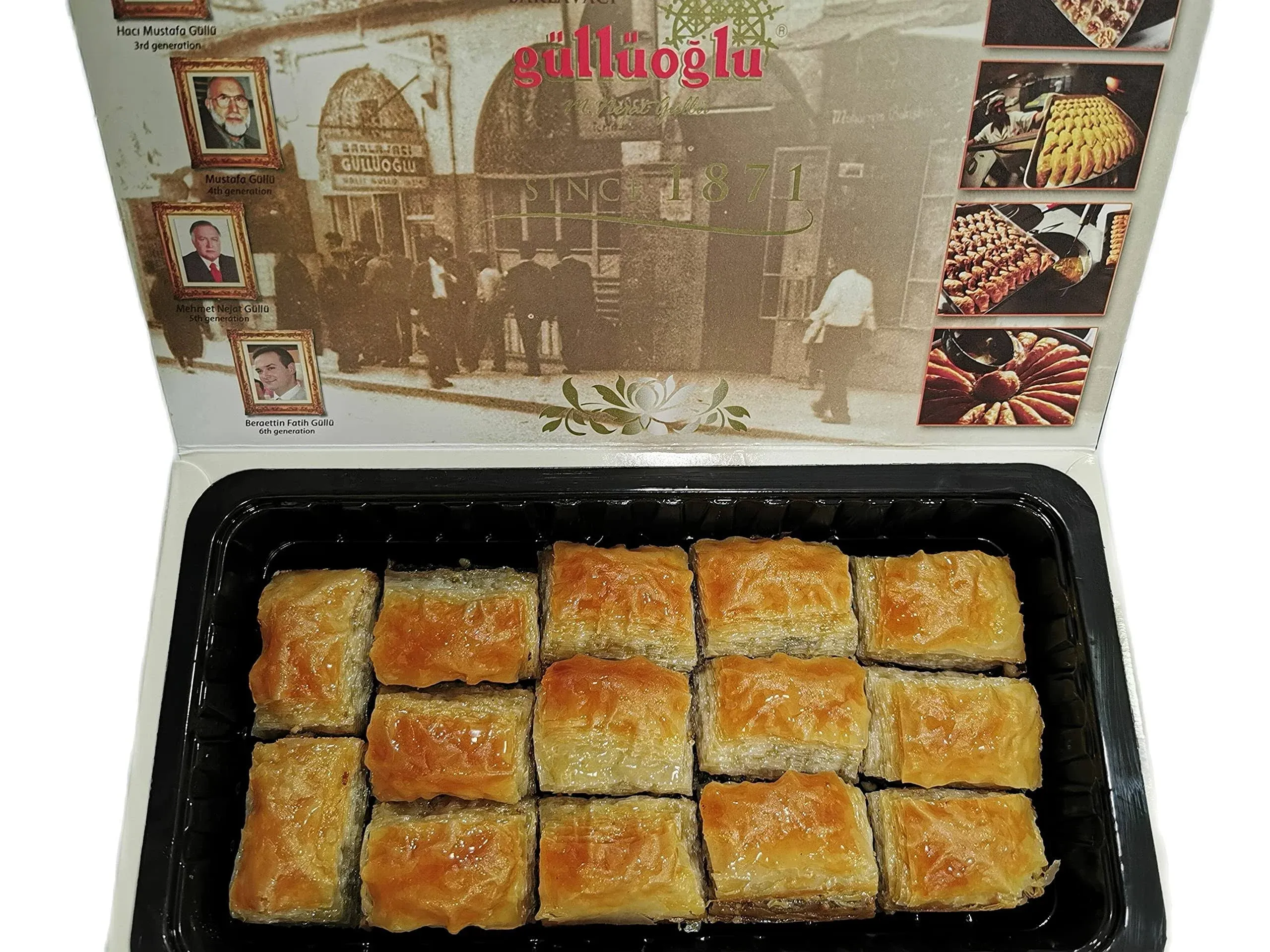 Gulluoglu Turkish Walnut Baklava, 1.1lb - 500 gr, 14 pieces, daily fresh shipment from Istanbul/Turkey