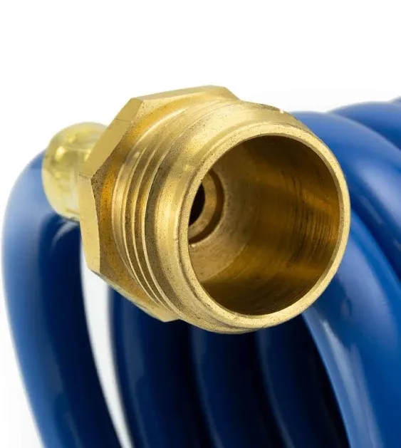 RecPro RV Blue Exterior Shower Hose | 15' Coiled Hose | Optional Flexible Quick Connect Sprayer | UV Resistant (With Sprayer)