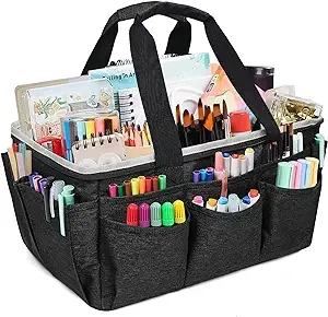 Multi-Functional Tote Bag Craft Bag Desktop File Folder Carrying Bag With Pockets For Art,Craft,Sewing,Travel, Daily Use,Office Grey