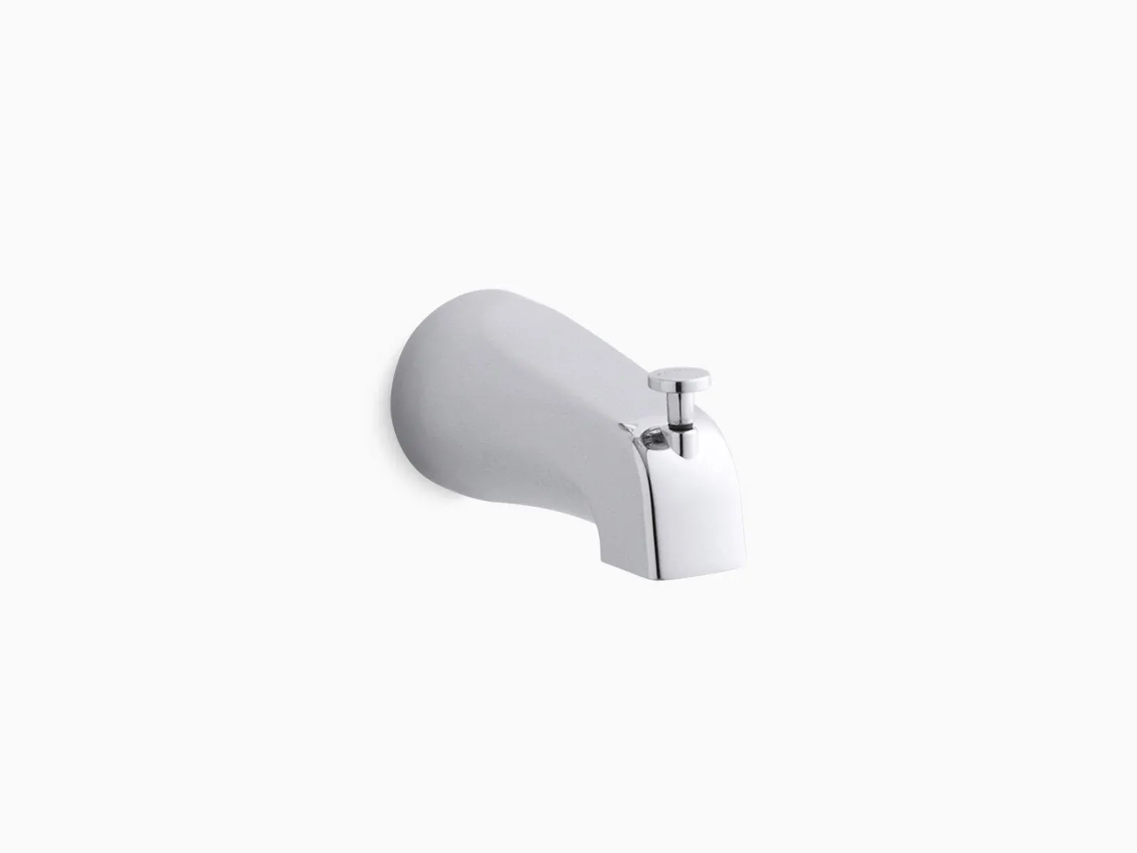 Kohler Devonshire Polished Chrome Tub Spout with Pull-Up Diverter, 4-3/8in, Wall-Mount, Copper Slip-fit Connection - K-389-S-CP