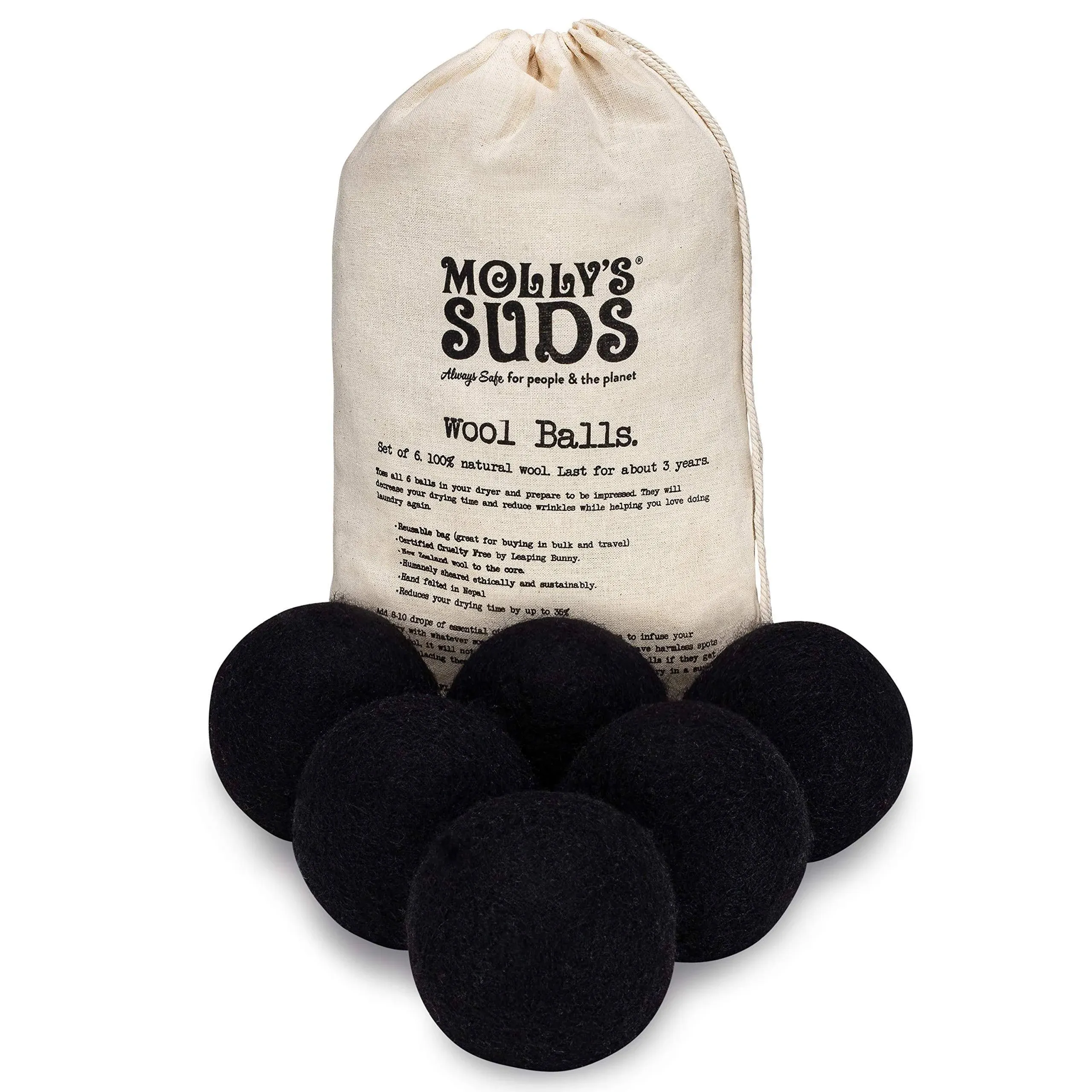 Molly's Suds Wool Dryer Balls | XL, Premium Organic Fabric Softener ...