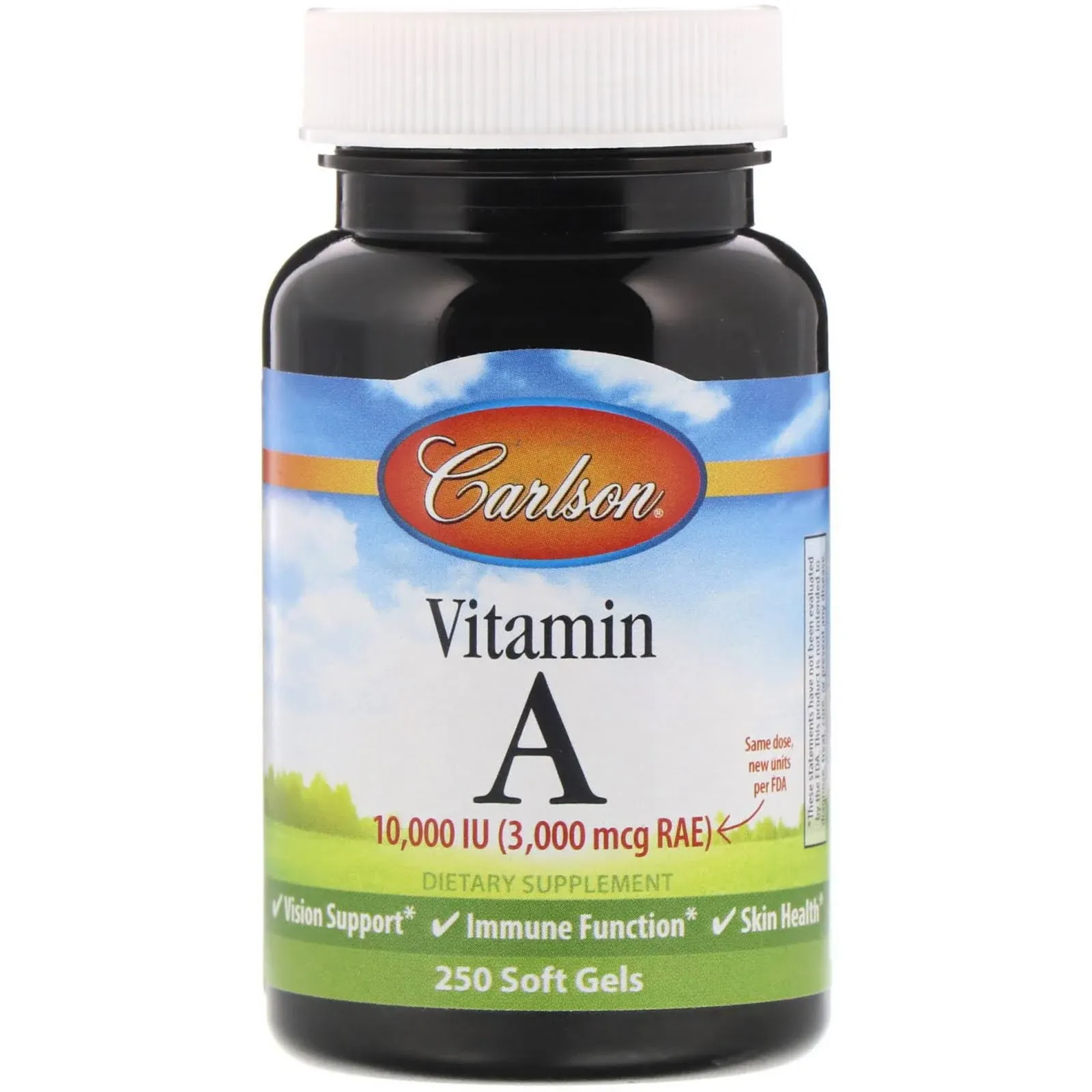 Carlson - Vitamin A Solubilized, 10000 IU (3000 mcg RAE), Water Soluble, Vision Health, 250 Softgels